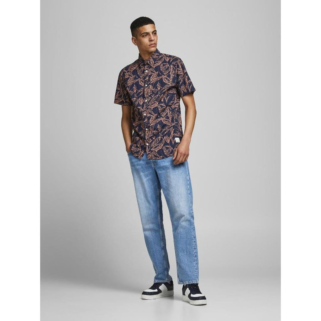 Jack & Jones Short Sleeve Shirt - Navy Blazer - Beales department store