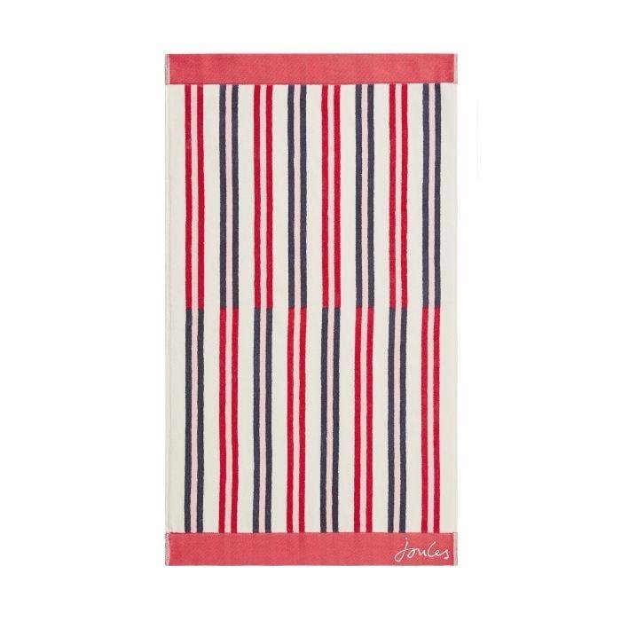 Joules Dawn Shadow Stripe Hand Towel in Raspberry - Beales department store