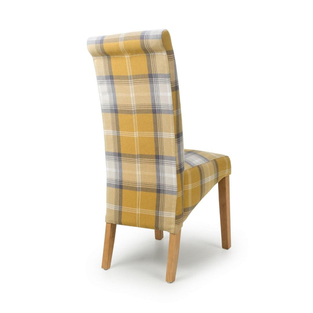 Karta Scroll Back Check Yellow Dining Chair Set Of 2 - Beales department store