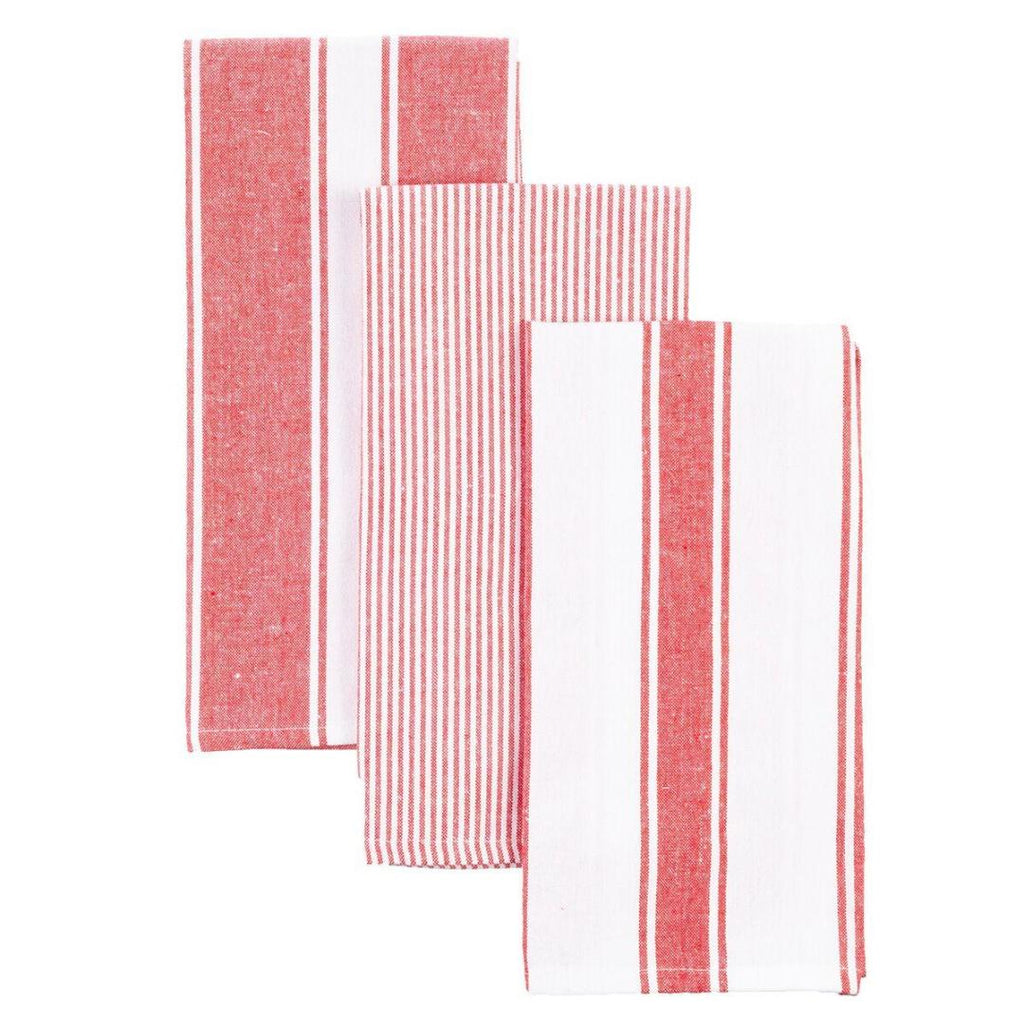 Le Chateax Red Woven Stripes Tea Towel 3-pack - Beales department store