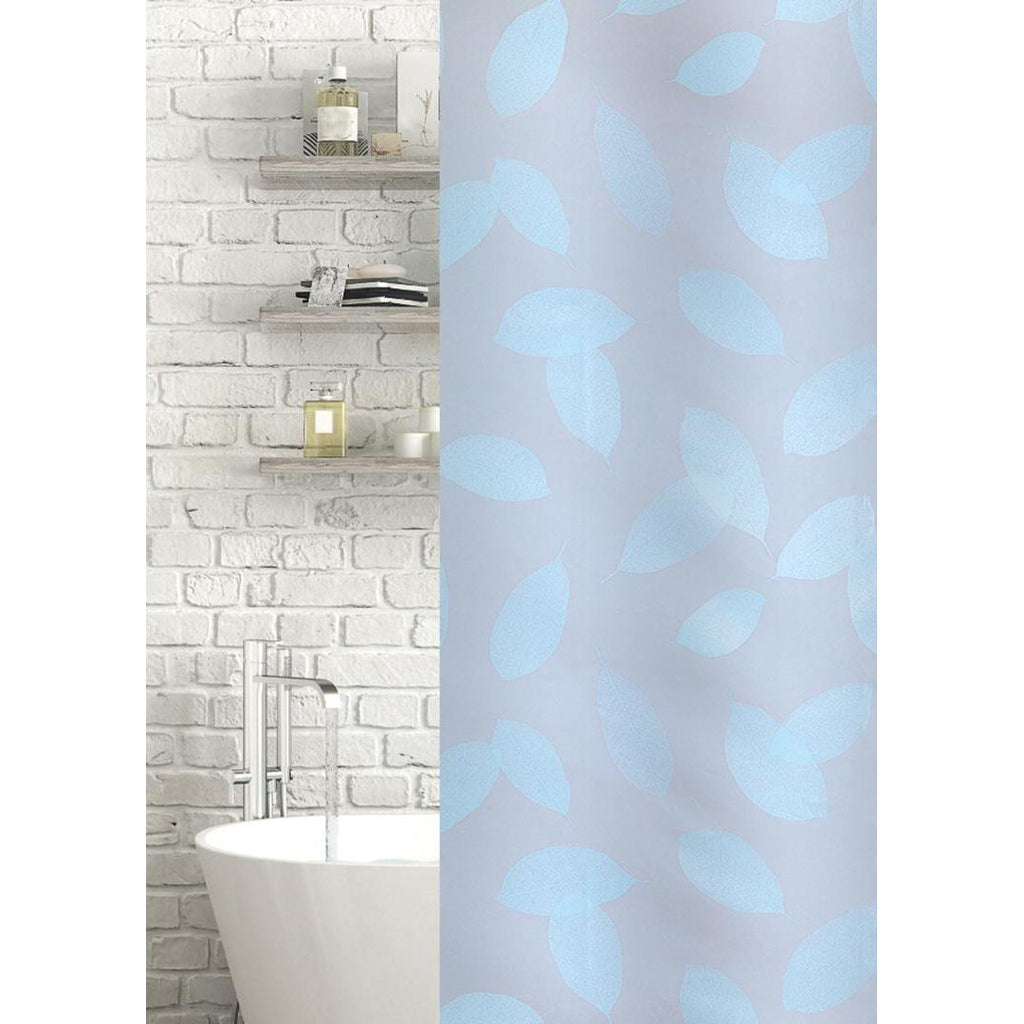 Leaf Peva Shower Curtain Duck Egg/Frosted - Beales department store