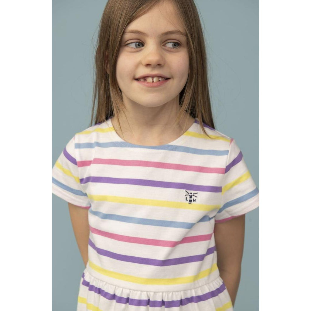 Little Lighthouse Ellie Short Sleeve Dress - Multi Stripe - Beales department store