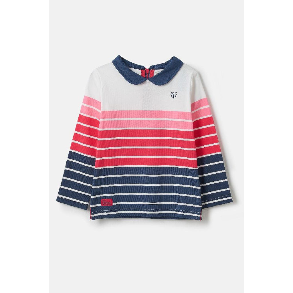 Little Lighthouse Emmie Girls Jersey Top - Blue Pink Stripe - Beales department store