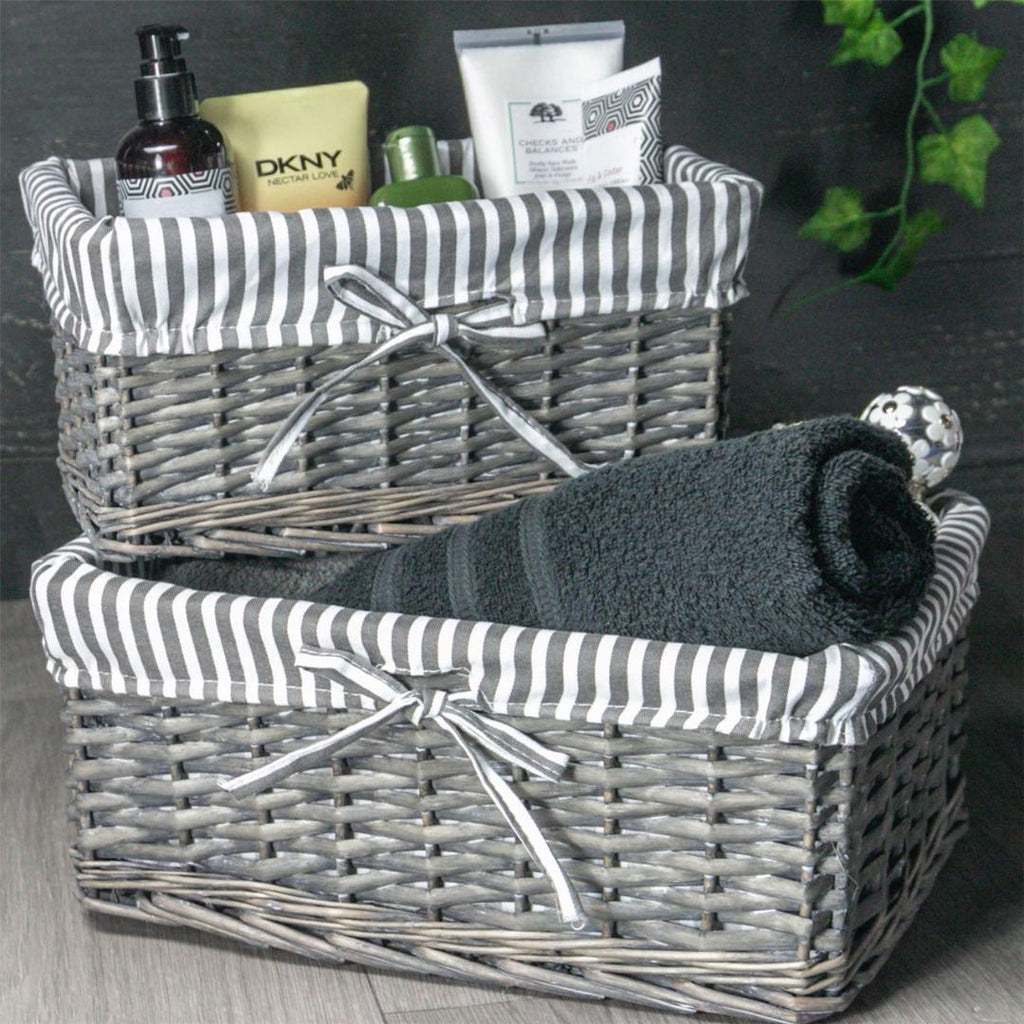 Maison & White Grey Wicker Baskets Set of 3 - Beales department store
