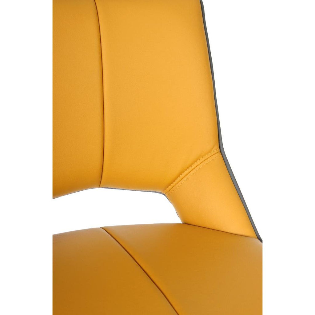 Mako Swivel Leather Effect Yellow Bar Chair - Beales department store