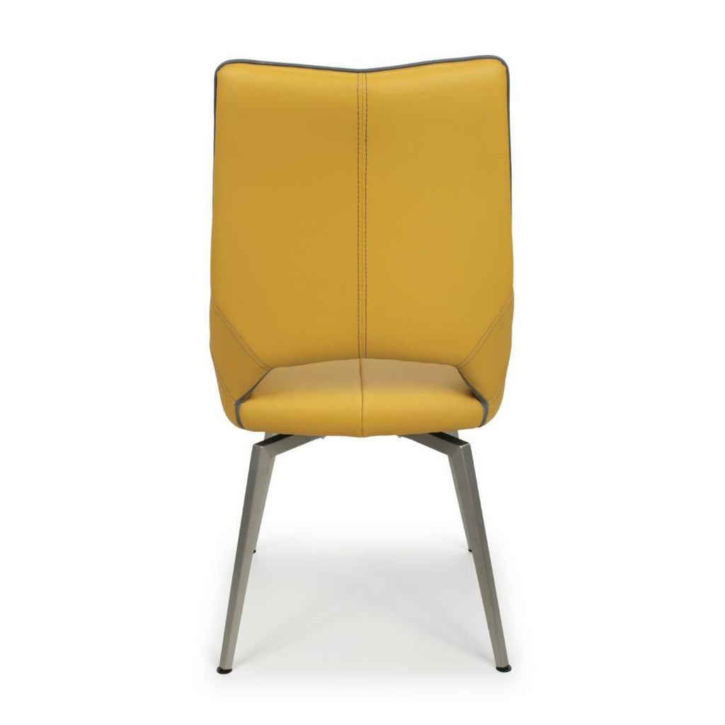 Mako Swivel Leather Effect Yellow Dining Chair Set Of 2 - Beales department store