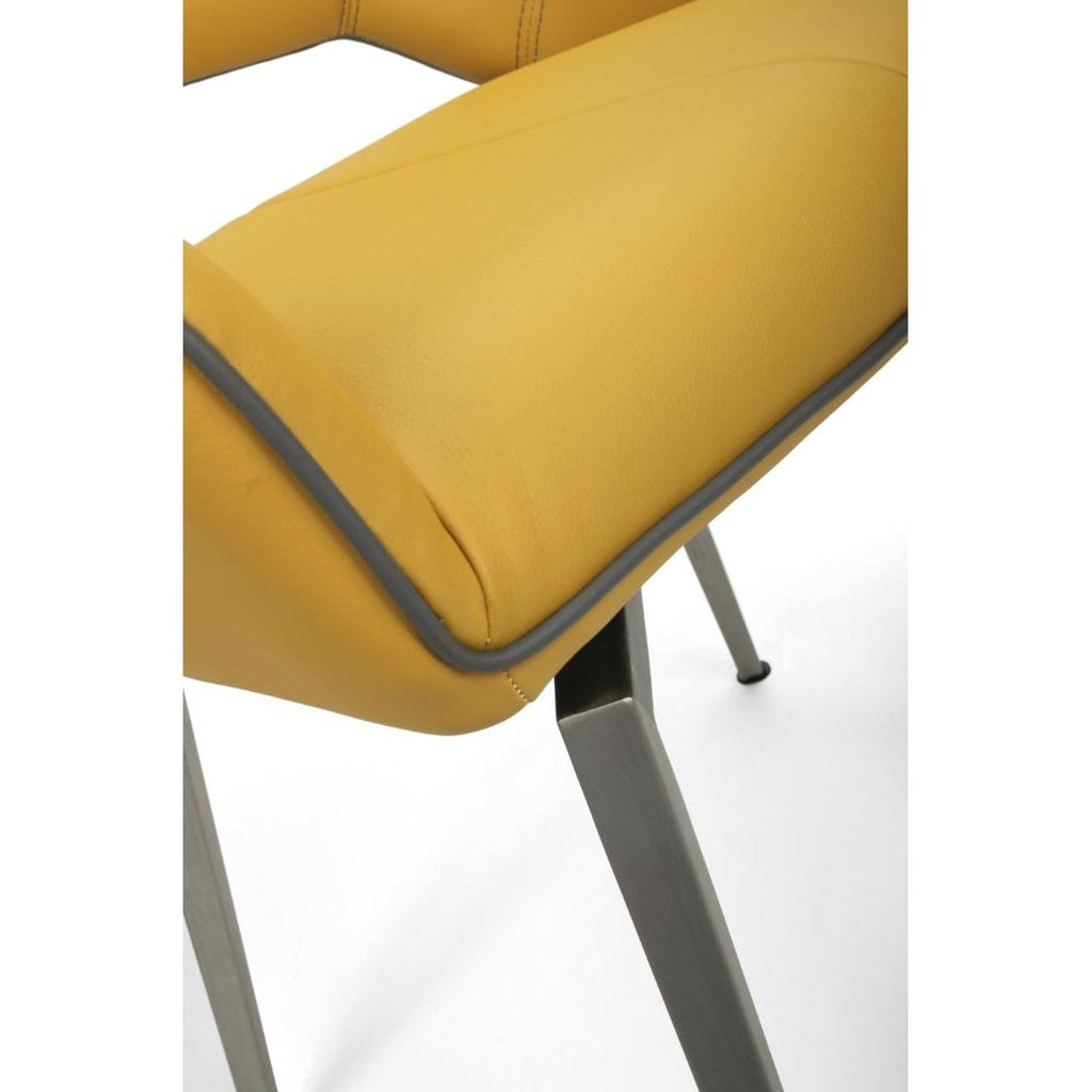 Mako Swivel Leather Effect Yellow Dining Chair Set Of 2 - Beales department store
