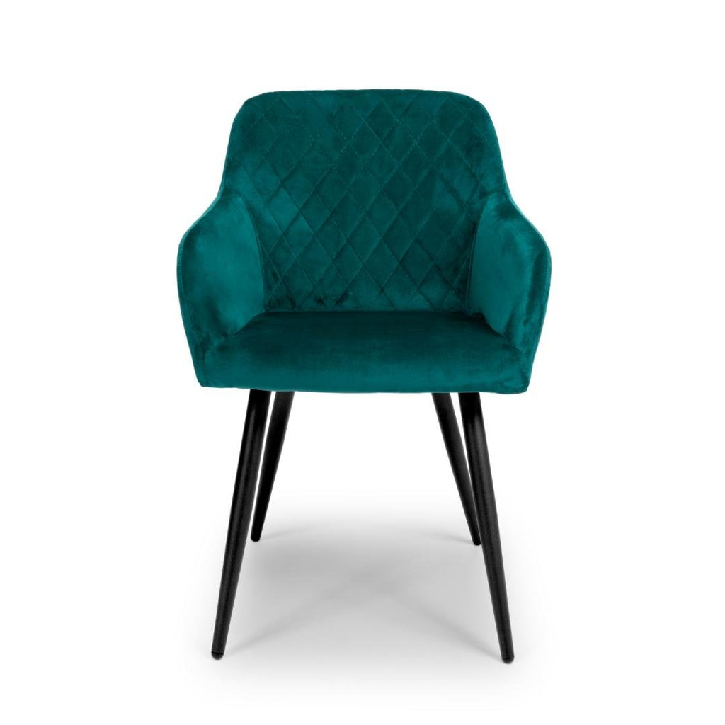 Marina Brushed Mint Green Velvet Dining Chair Set Of 2 - Beales department store