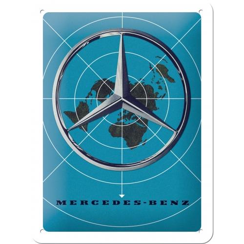 Mercedes-Benz -Blue Map Tin Sign 15x20cm - Beales department store