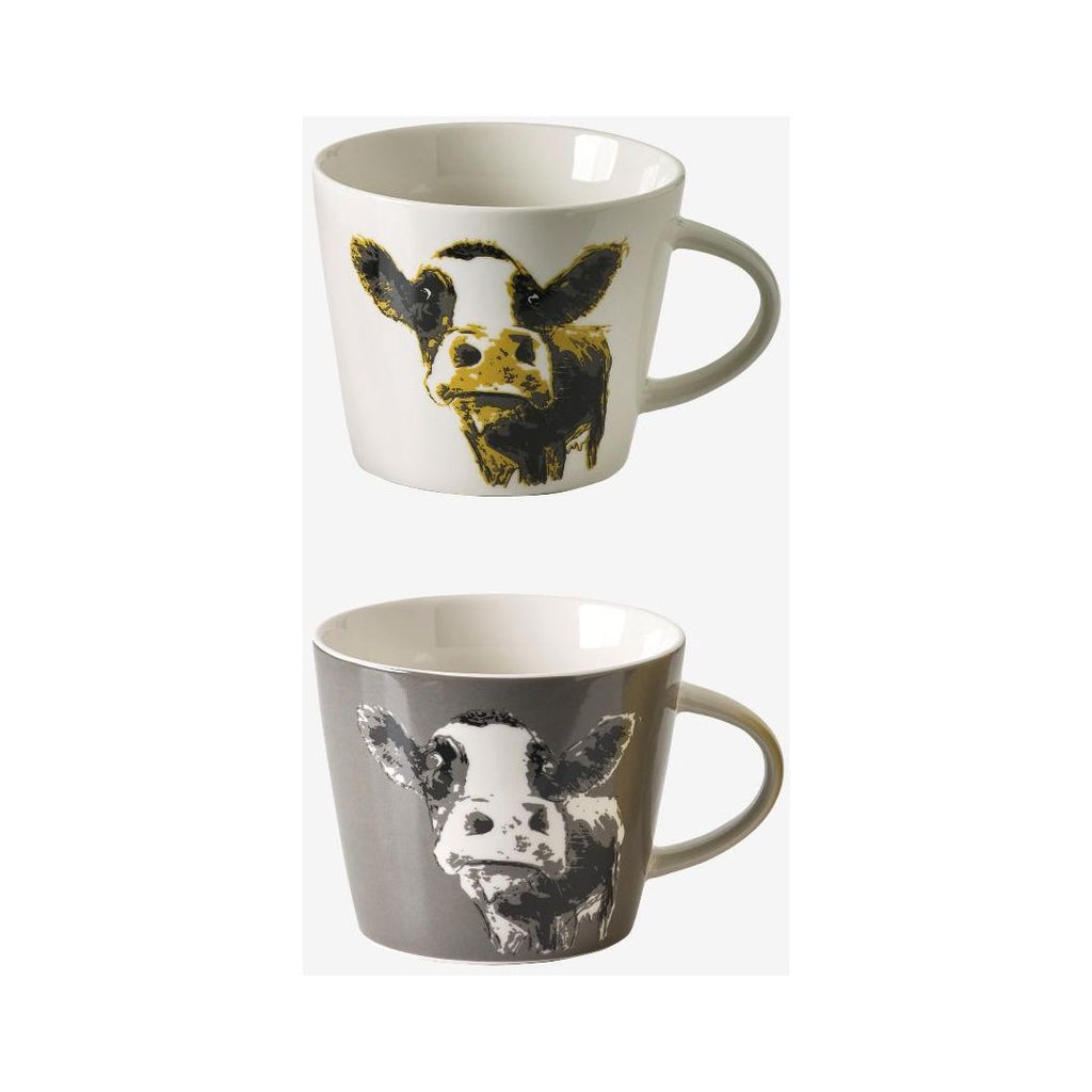 MM Sketch Moo Mugs (Set of 2) - Charcoal & White - Beales department store