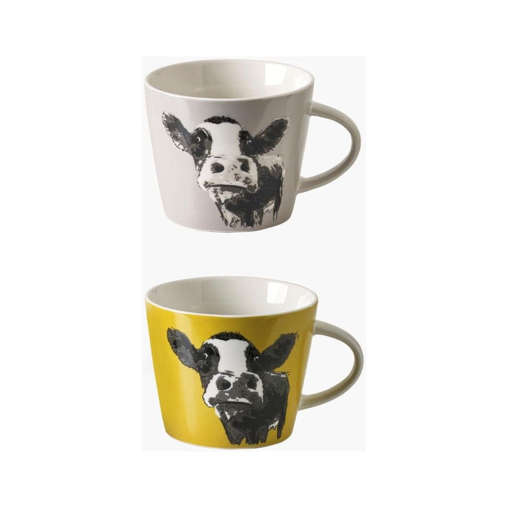 MM Sketch Moo Mugs (Set of 2) - Ochre & Cool Grey - Beales department store