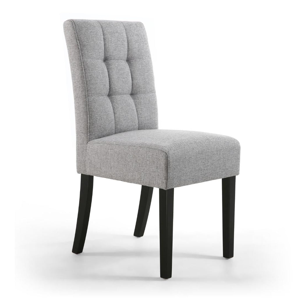 Moseley Stitched Waffle Linen Effect Silver Grey Dining Chair In Black Legs Set Of 2 - Beales department store