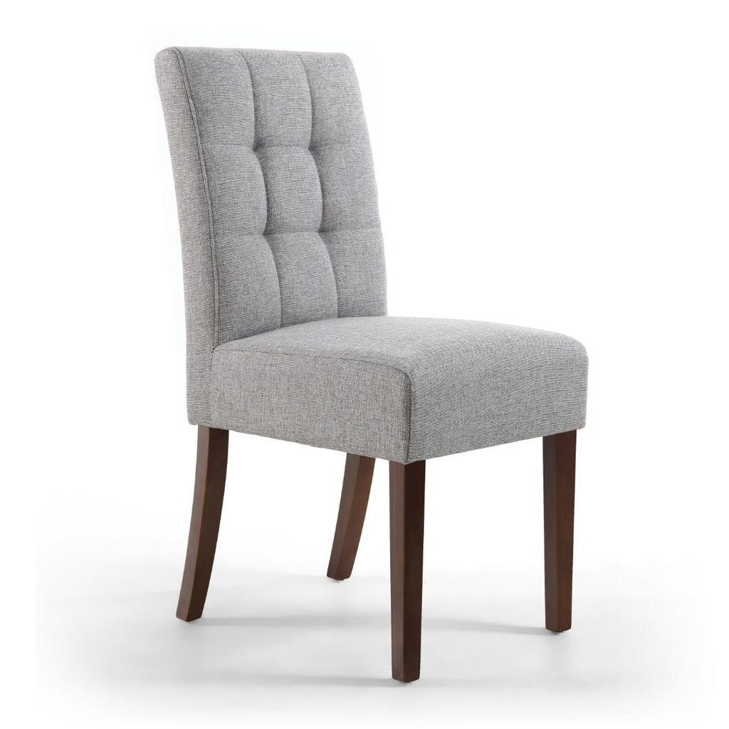 Moseley Stitched Waffle Linen Effect Silver Grey Dining Chair In Walnut Legs Set Of 2 - Beales department store
