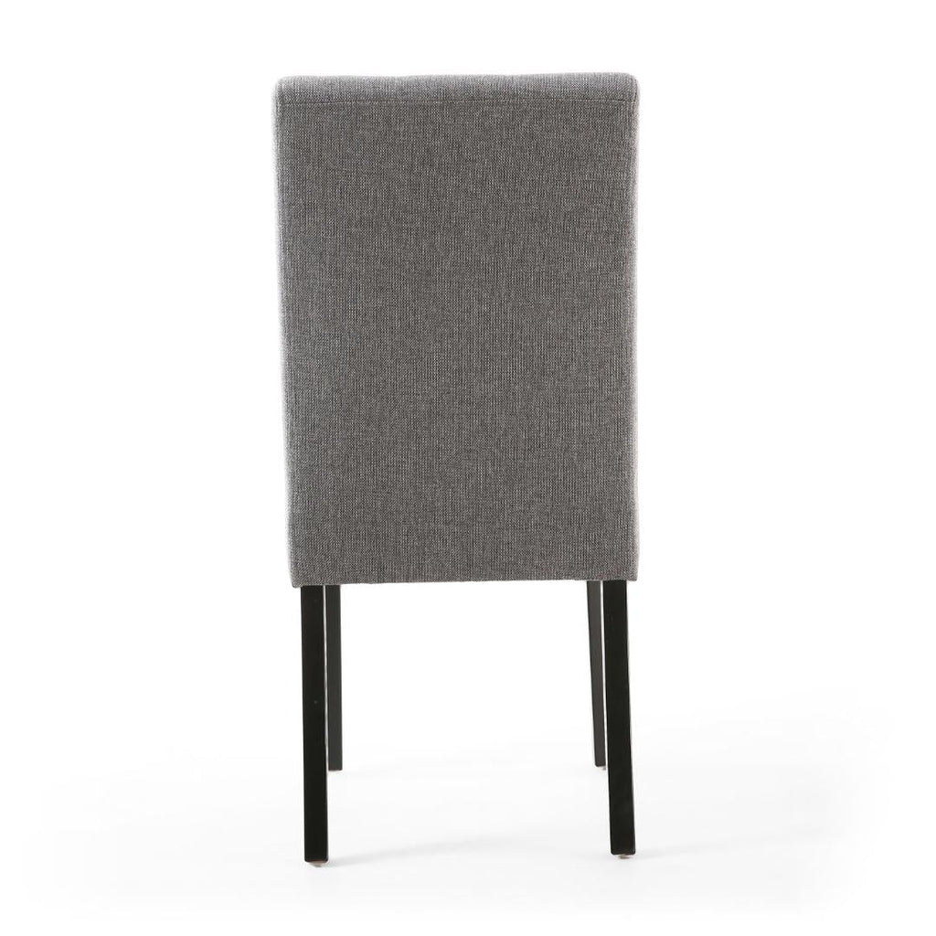 Moseley Stitched Waffle Linen Effect Steel Grey Dining Chair In Black Legs Set Of 2 - Beales department store