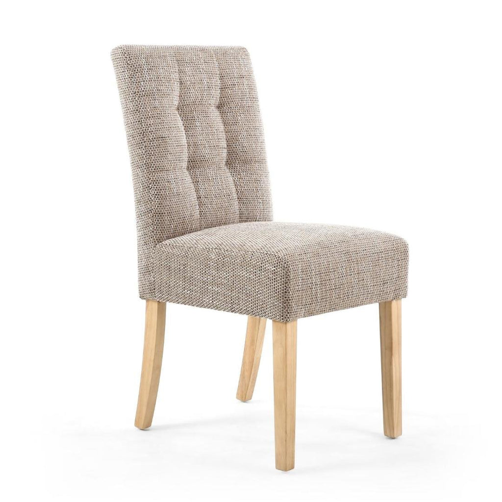 Moseley Stitched Waffle Tweed Oatmeal Dining Chair In Natural Legs Set Of 2 - Beales department store