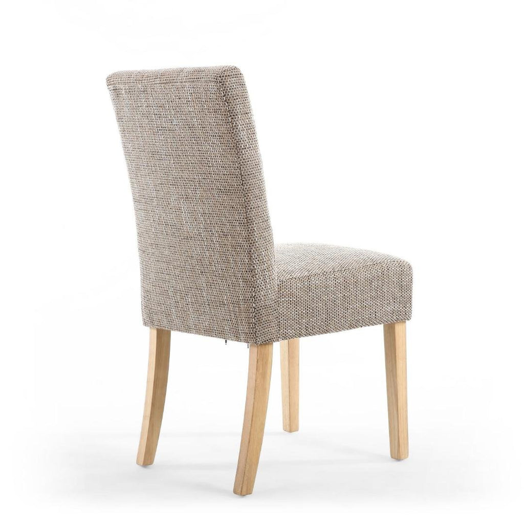 Moseley Stitched Waffle Tweed Oatmeal Dining Chair In Natural Legs Set Of 2 - Beales department store