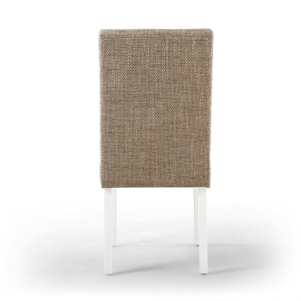 Moseley Stitched Waffle Tweed Oatmeal Dining Chair In White Legs Set Of 2 - Beales department store