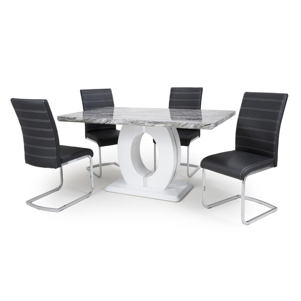 Neptune Medium Table And 4 Callisto Chairs Black Dining Set - Beales department store