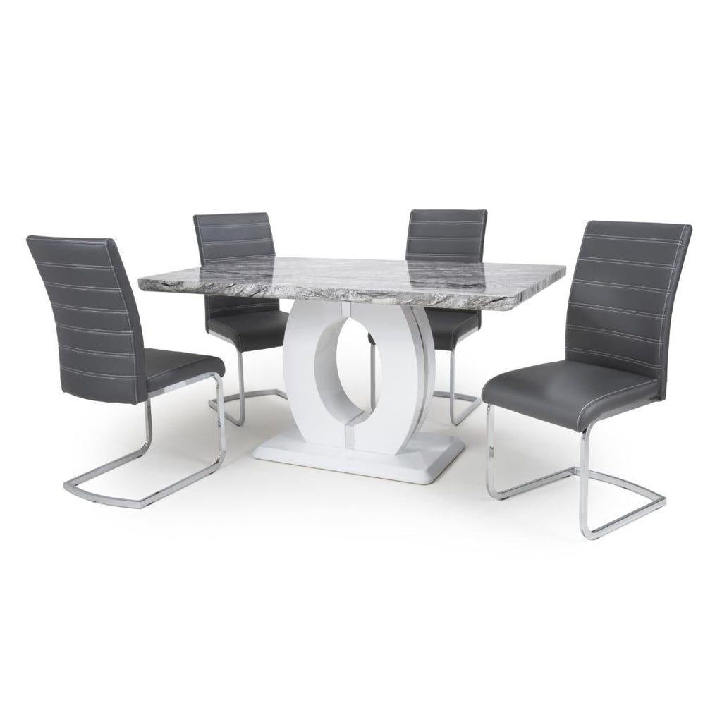 Neptune Medium Table And 4 Callisto Chairs Grey Dining Set - Beales department store