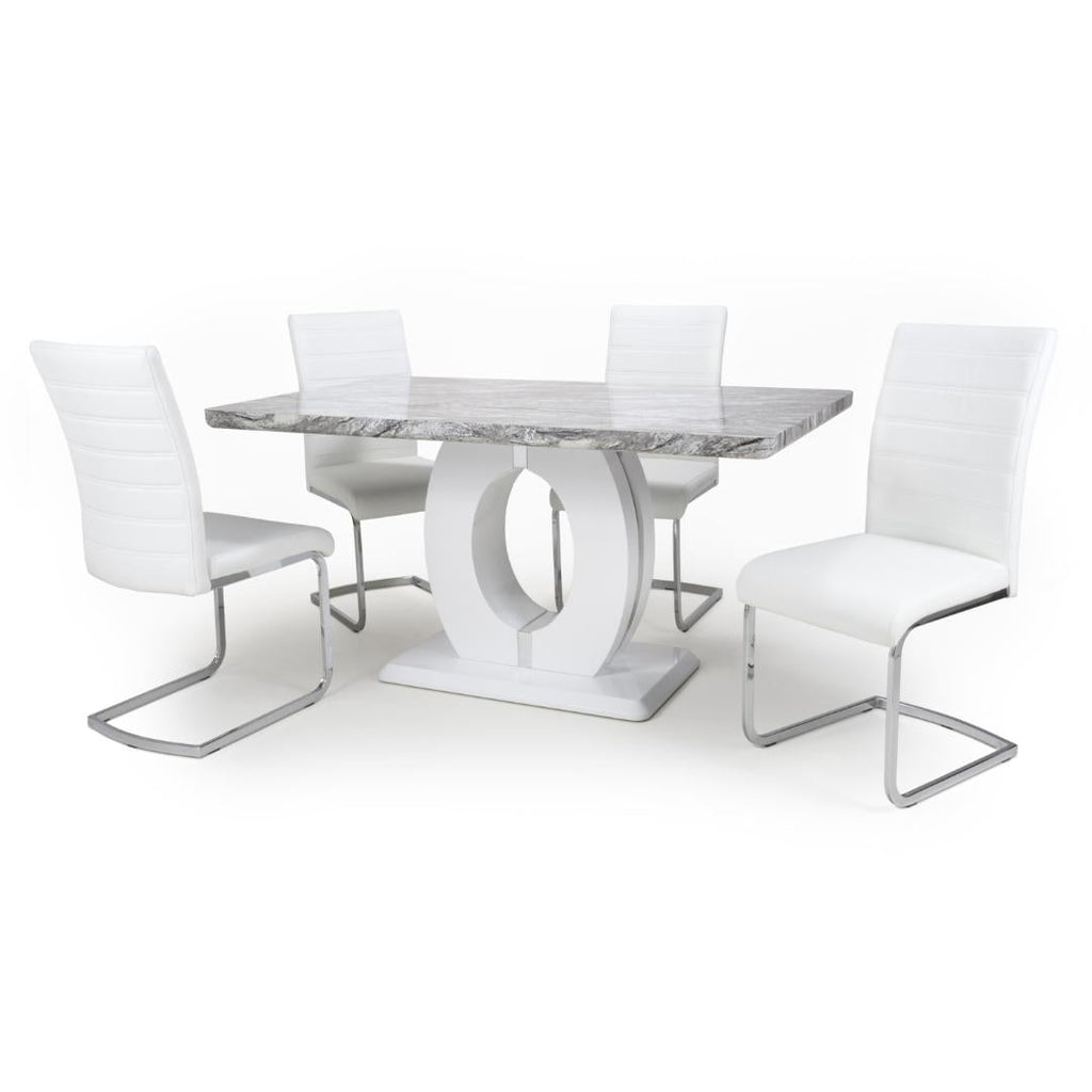 Neptune Medium Table And 4 Callisto Chairs White Dining Set - Beales department store