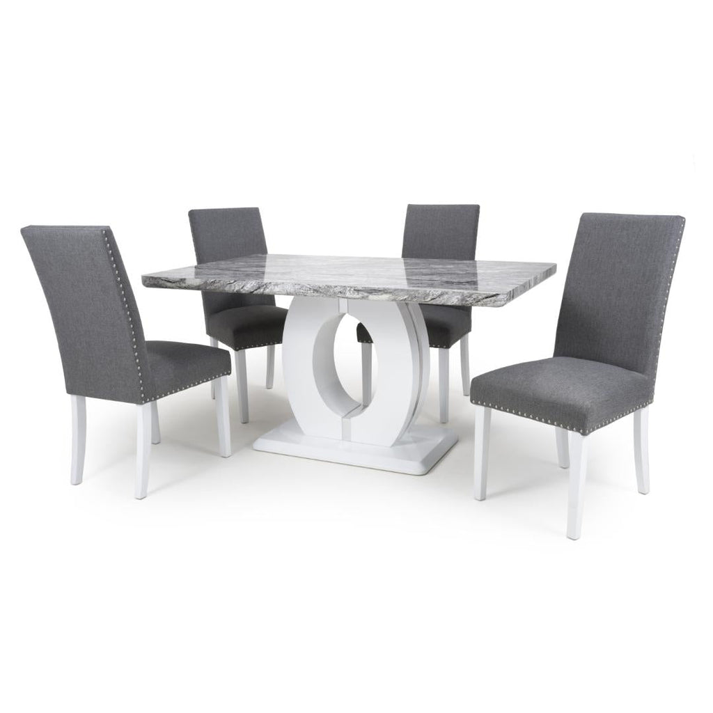 Neptune Medium Table And 4 Randall Chairs Silver Grey Dining Set - Beales department store