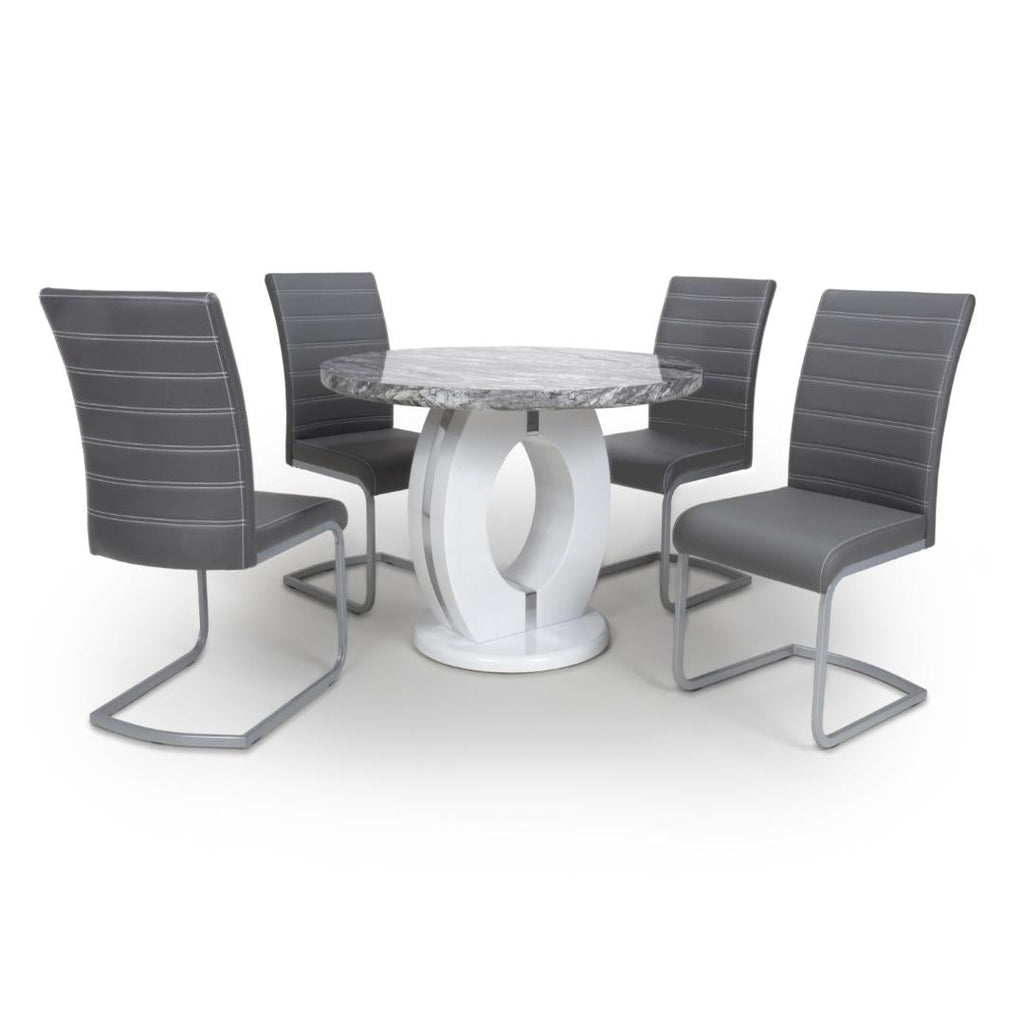 Neptune Round Table And 4 Callisto Chairs Grey Dining Set - Beales department store