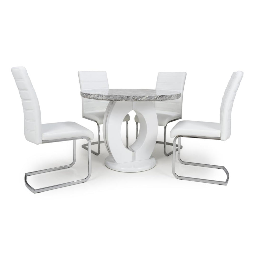 Neptune Round Table And 4 Callisto Chairs White Dining Set - Beales department store