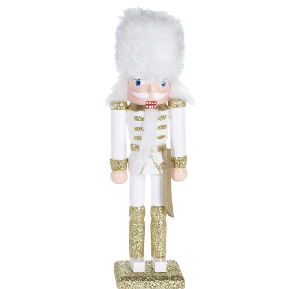 Nutcracker with Fur Hat White & Gold - Beales department store