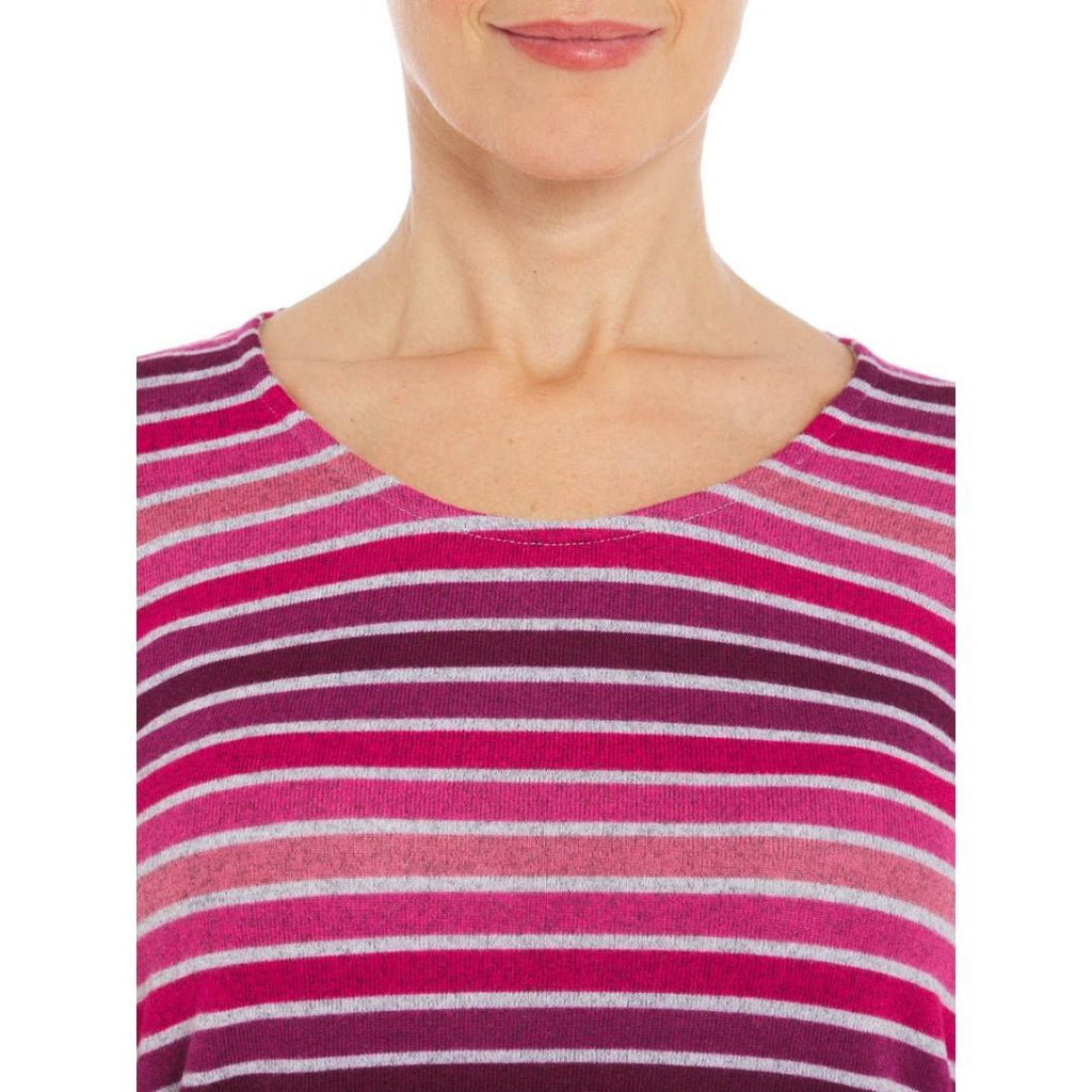 PENNY PLAIN Berry And Grey Striped Top - Beales department store