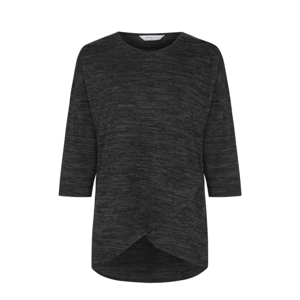 PENNY PLAIN Charcoal Cross Over Hem Tunic - Beales department store