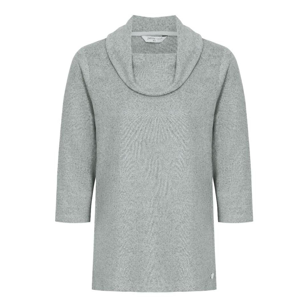 PENNY PLAIN Essential Grey Cowl Neck Top - Beales department store