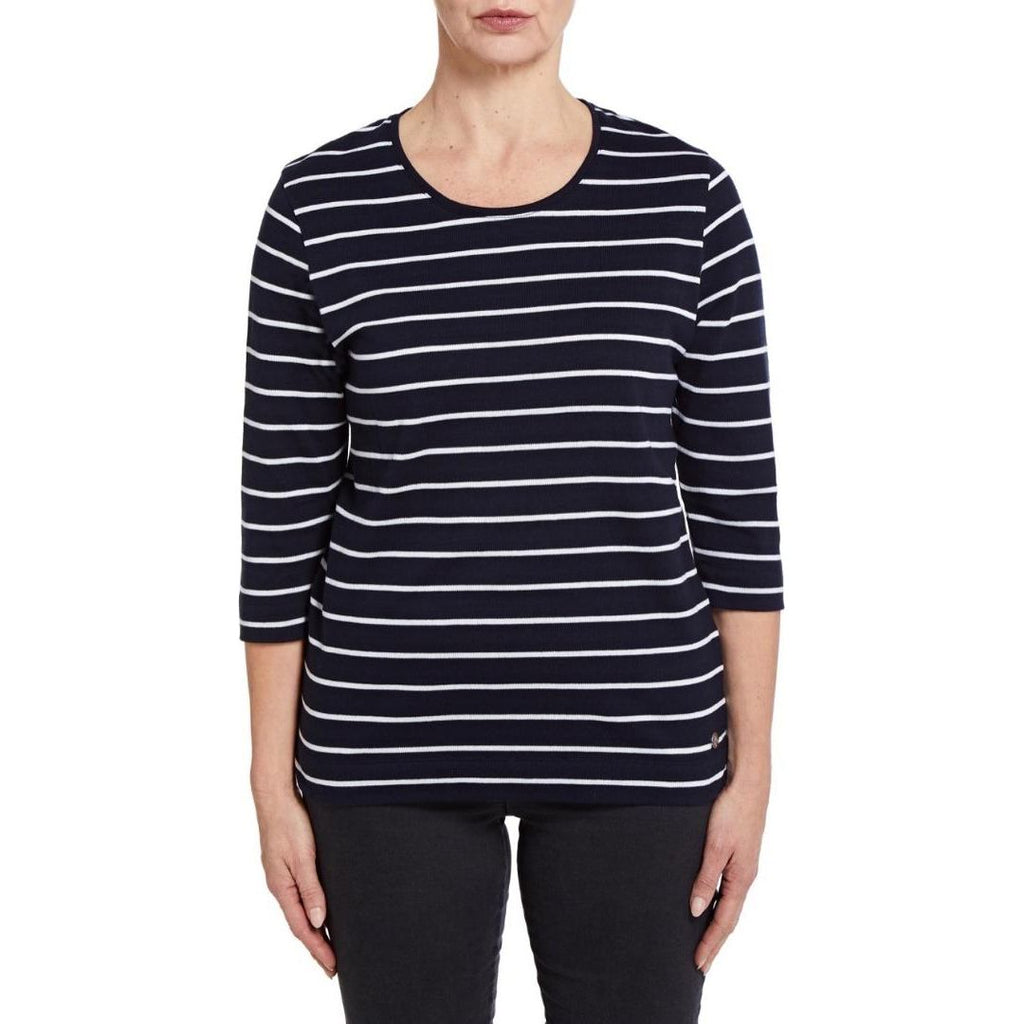 PENNY PLAIN Navy Striped Top - Beales department store