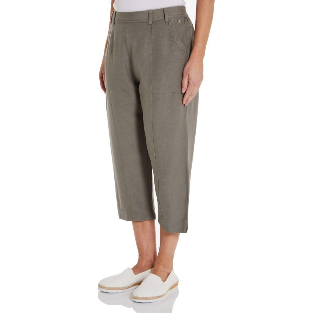 PENNY PLAIN Sage Linen Blend Cropped Trousers - Beales department store