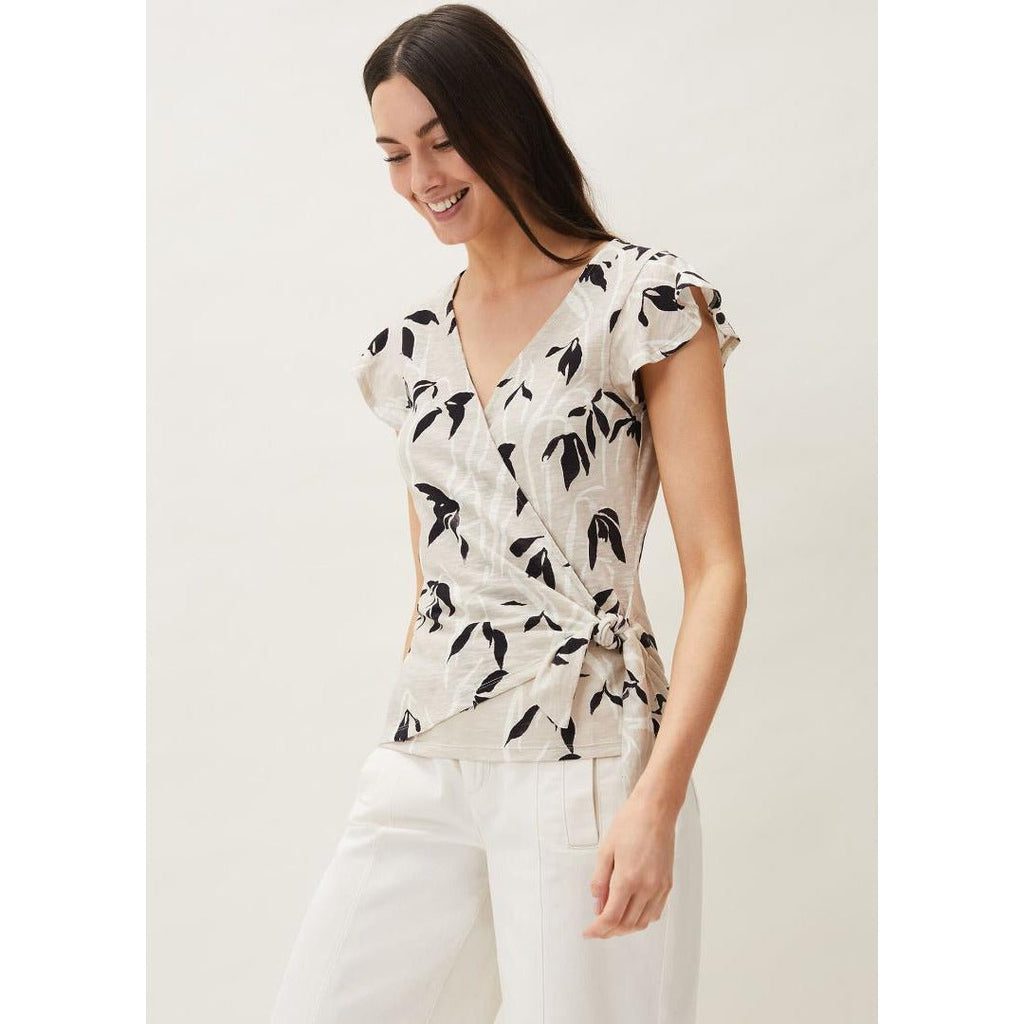 Phase Eight Keeley Floral Top Stone Size 10 - Beales department store