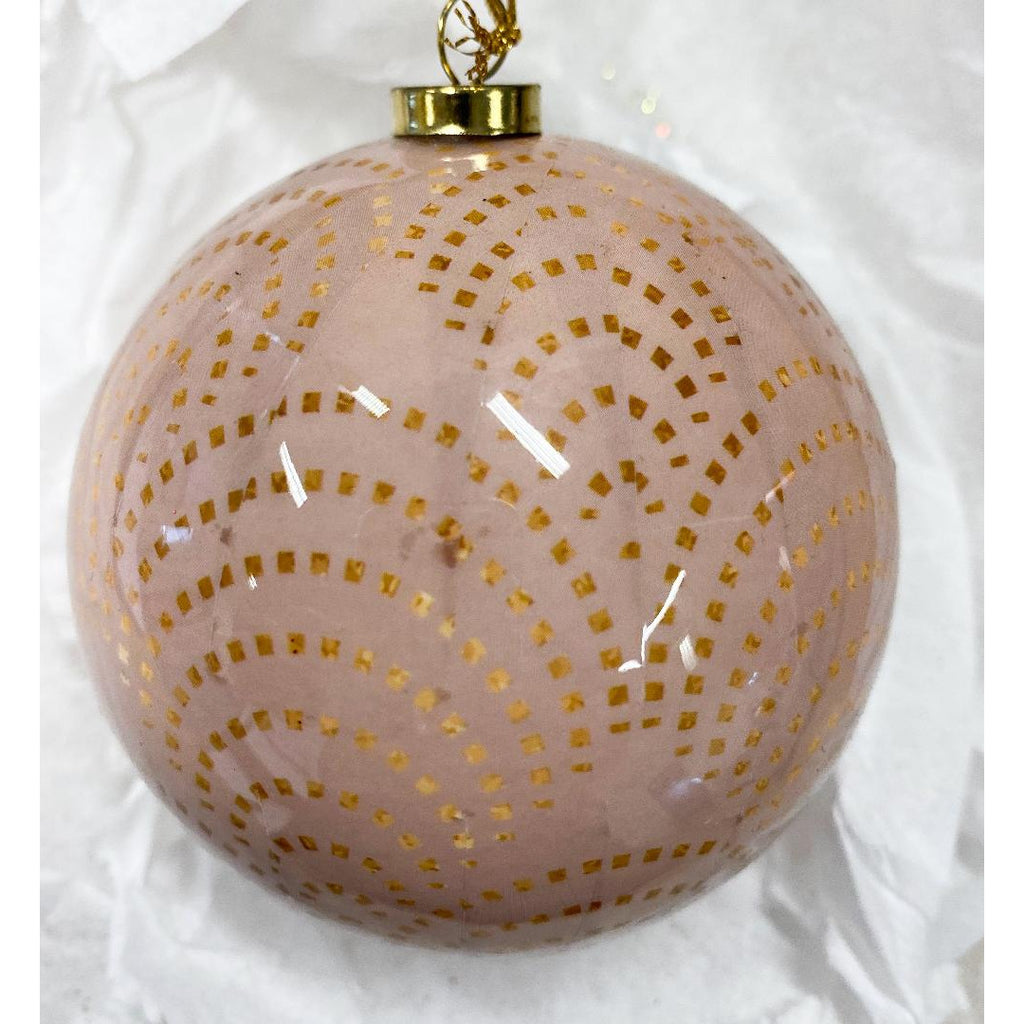 Pink and Gold Art Deco Bauble 80mm - Beales department store