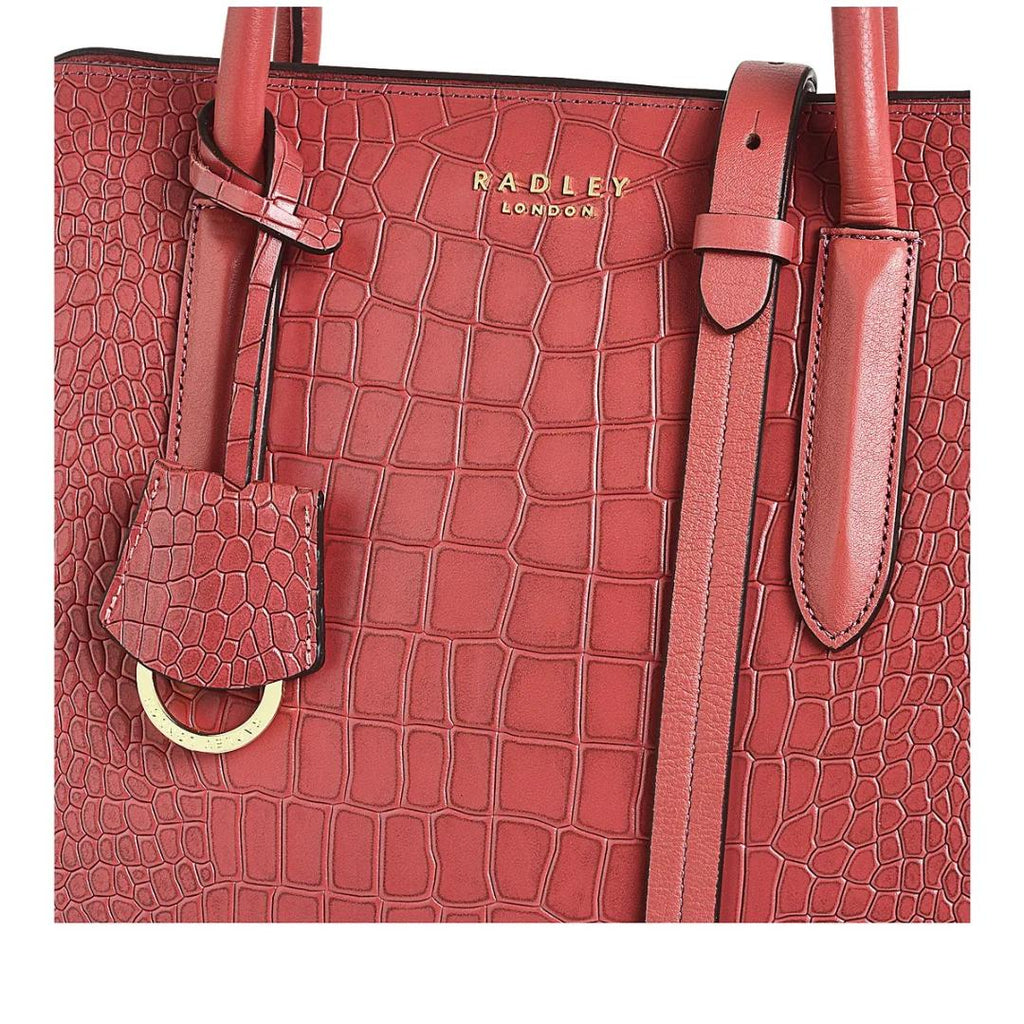 Radley Liverpool Street 2.0 Faux Croc Medium Ziptop Multiway Bag - Copper Pink - Beales department store