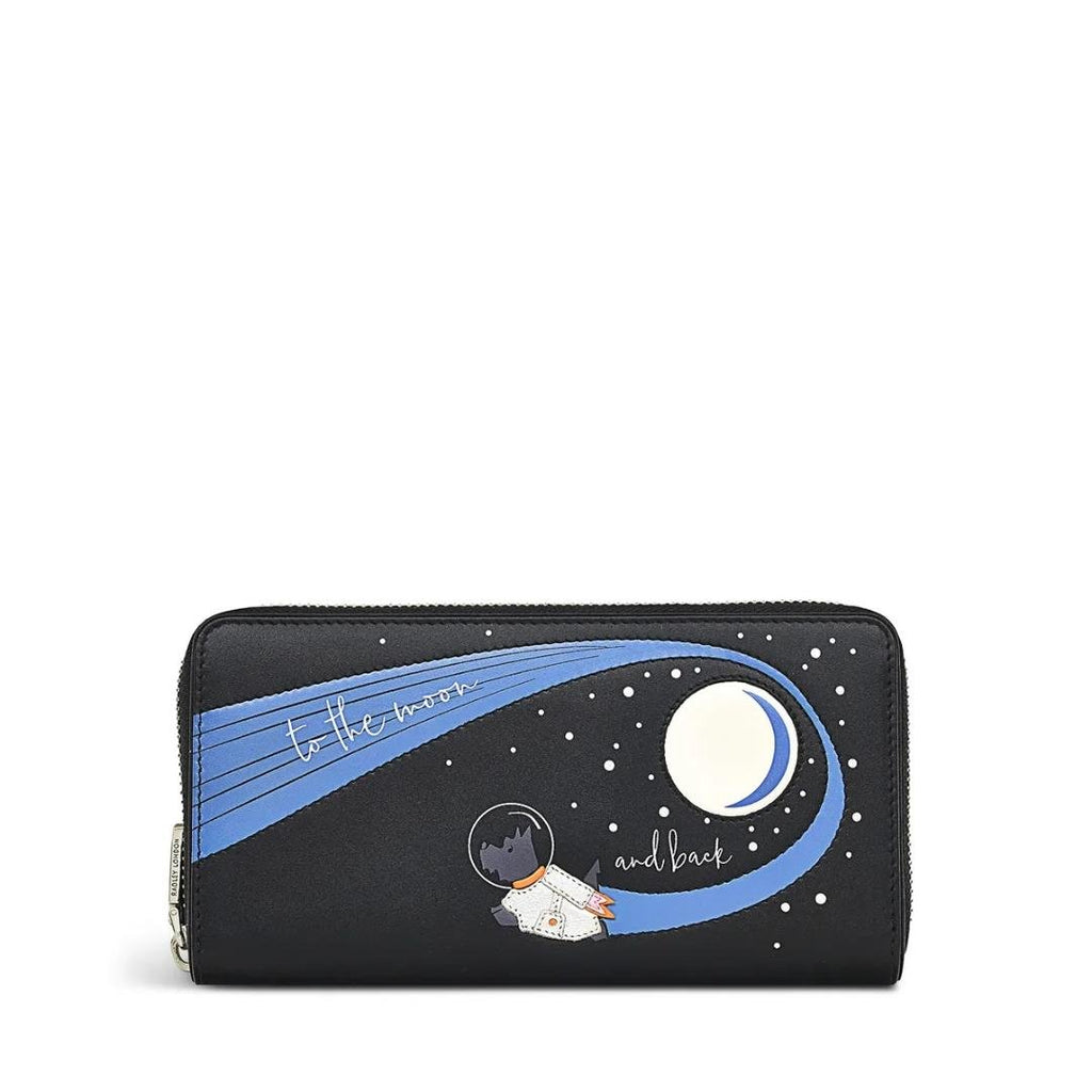 Radley To The Moon And Back Again Large Zip Around Matinee Purse - Black - Beales department store