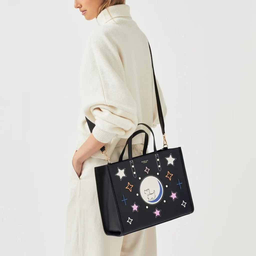 Radley To The Moon Medium Ziptop Grab Bag - Black - Beales department store