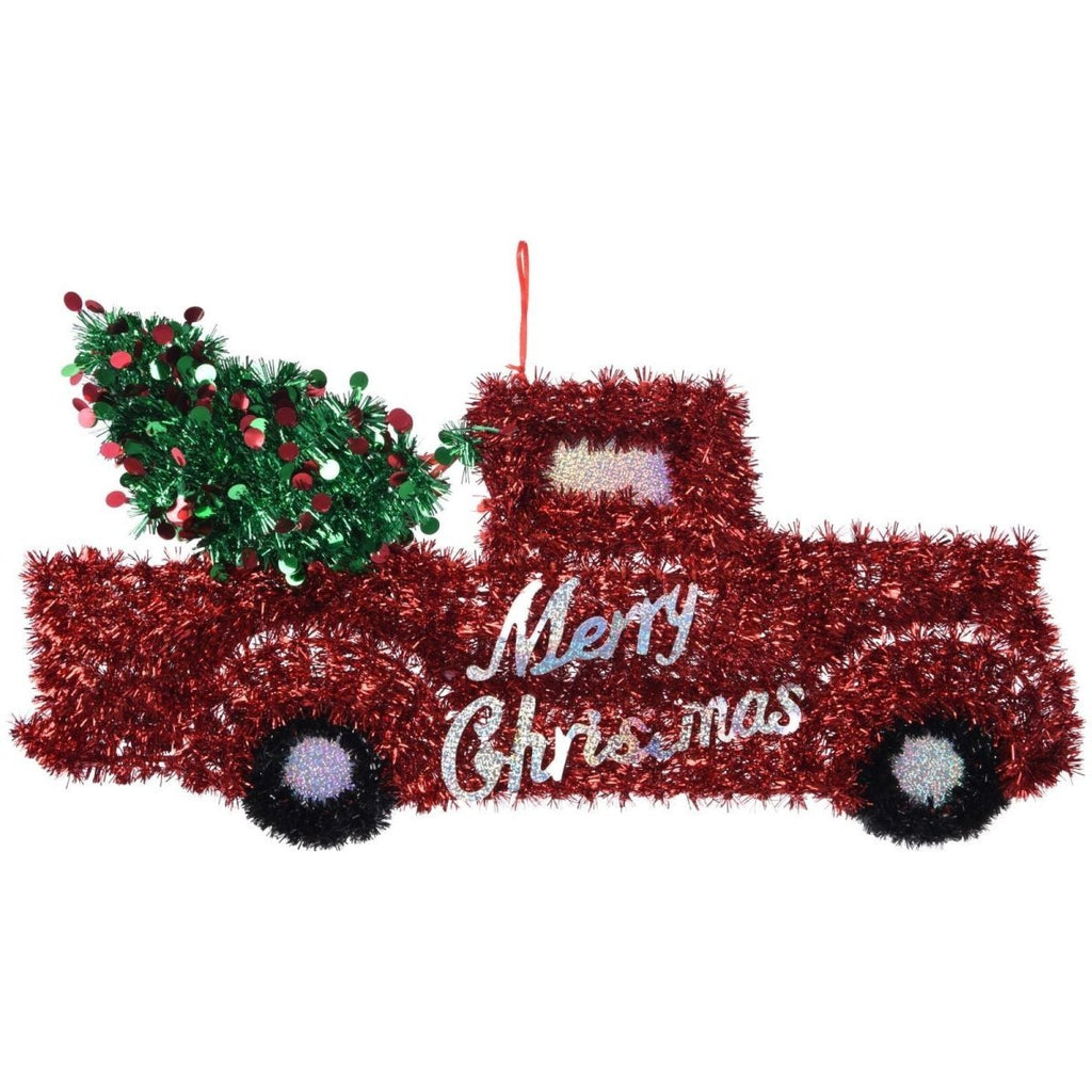 Red Tinsel Christmas Truck - Beales department store