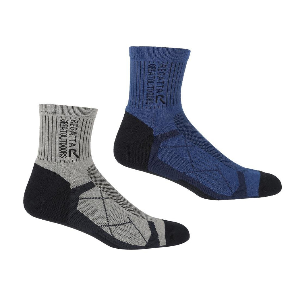 Regatta Men's 2 Pair Outdoor Active Socks - Navy Dark Steel - Beales department store
