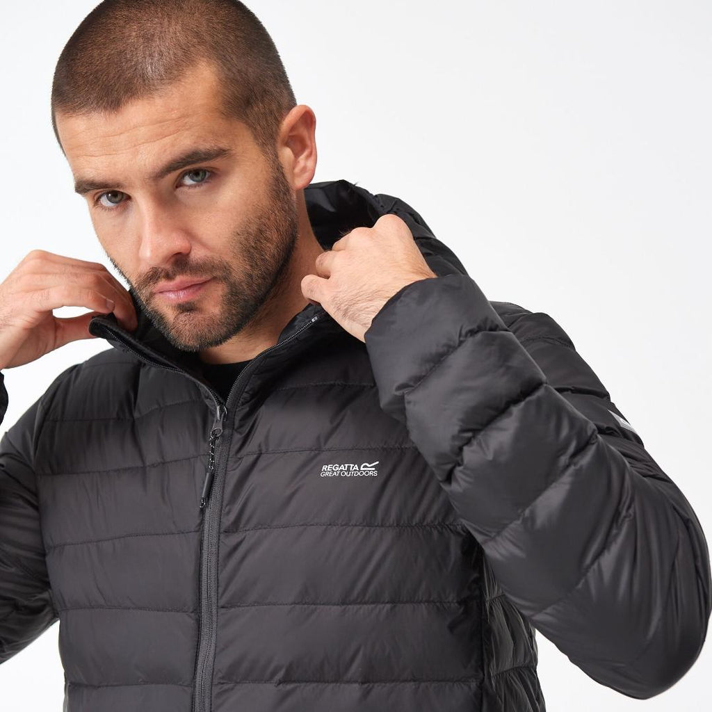 Regatta Men's Hooded Marizion Baffled Jacket - Black - Beales department store