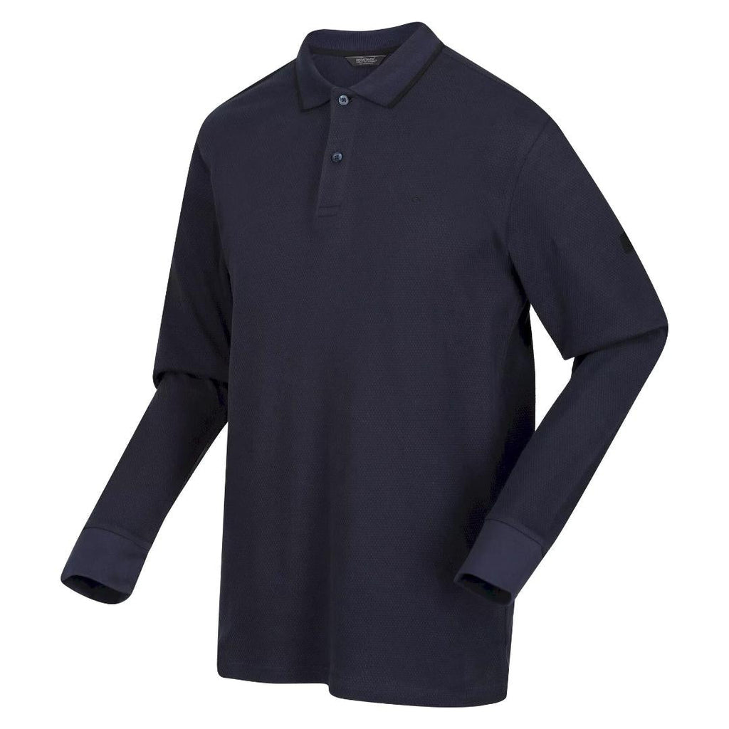 Regatta Men's Leaonzo Long Sleeved Polo Shirt | Navy Black - Beales department store