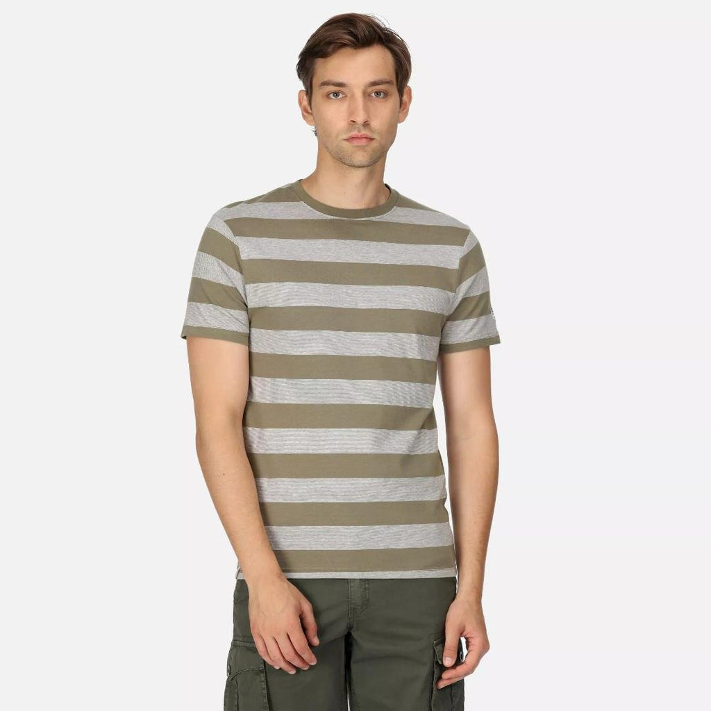 Regatta Men's Ryeden Striped T-Shirt - Fauna White Stone Stripe - Beales department store
