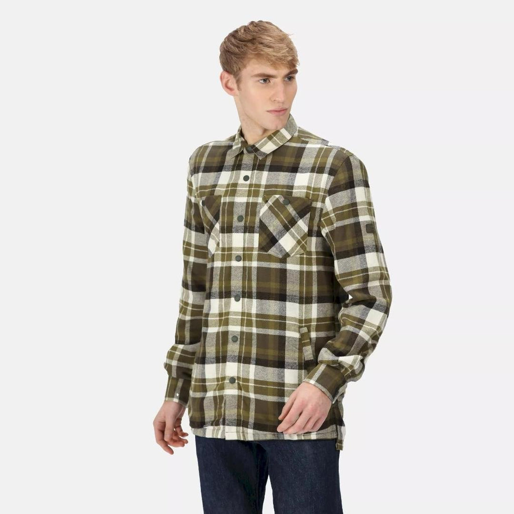 Regatta Men's Thamos Long Sleeved Checked Shirt - Dark Khaki Check - Beales department store