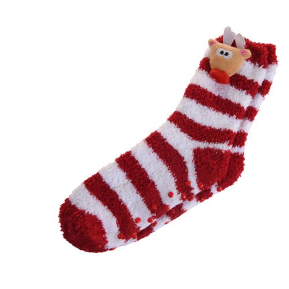 Reindeer Socks Red & White - Beales department store