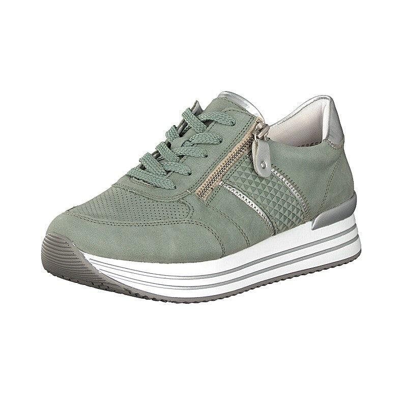 Remonte D1310-52 Green Combi Sneakers With Zip - Beales department store
