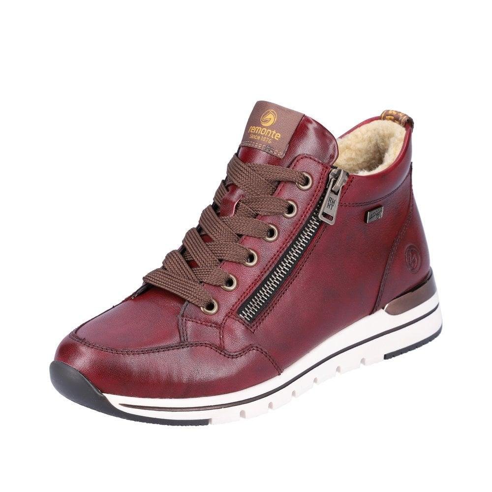 Remonte R6770-35 Fleece Lined Ladies Trainer Boots - Bordo Red - Beales department store