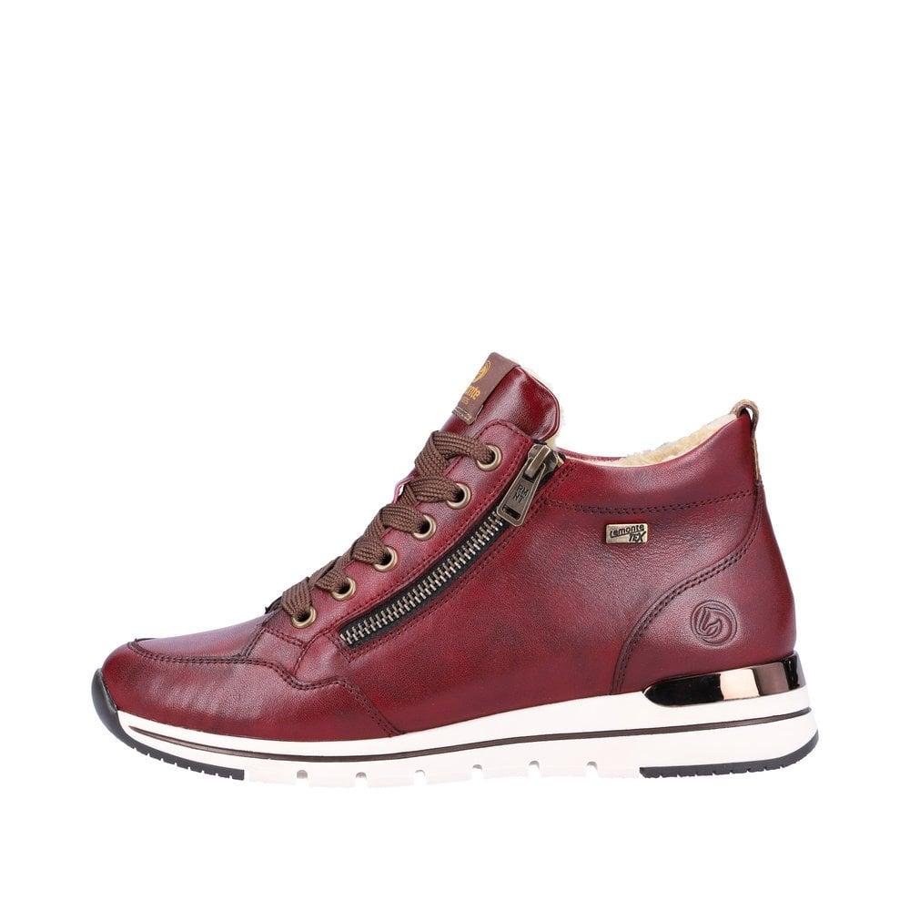Remonte R6770-35 Fleece Lined Ladies Trainer Boots - Bordo Red - Beales department store