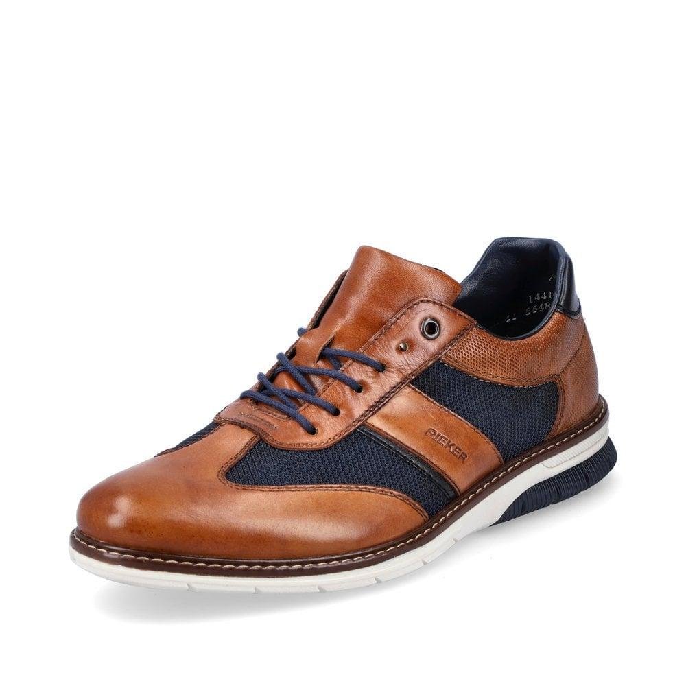 Rieker 14410-24 Mens Lace-up Shoes - Brown Combination - Beales department store