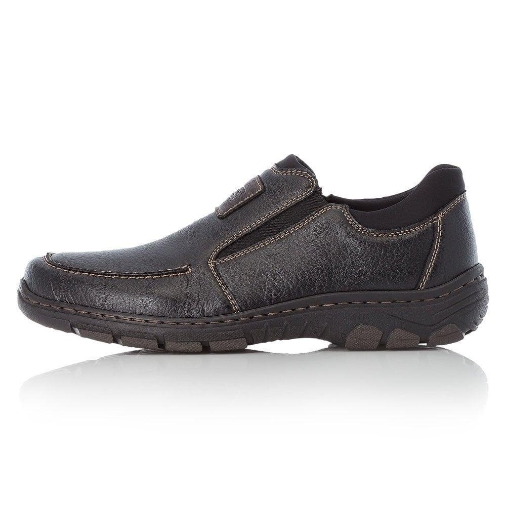 Rieker 19961-03 Men's Black Slip On Shoes - Beales department store